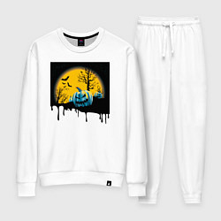 Костюм хлопковый женский Хэллоуин и пугающие тыквы, цвет: белый