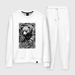Костюм хлопковый женский Атакующий мишка, цвет: белый