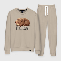 Костюм хлопковый женский Спящий медведь - не сегодня, цвет: миндальный