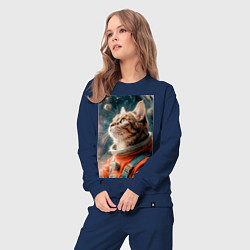 Костюм хлопковый женский Кот Марс в скафандре, цвет: тёмно-синий — фото 2