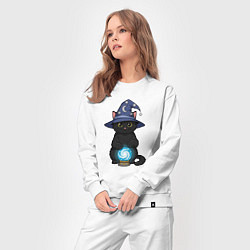 Костюм хлопковый женский Котик предсказатель, цвет: белый — фото 2