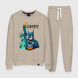 Костюм хлопковый женский Batman and statue of Liberty - ai art fantasy, цвет: миндальный