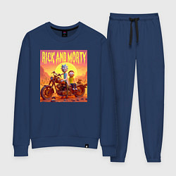 Женский костюм Рик и Морти на ржавом ретро мотоцикле в пустыне