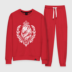 Костюм хлопковый женский Геральдический лев в короне, цвет: красный