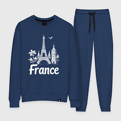 Костюм хлопковый женский Французская элегантность, цвет: тёмно-синий