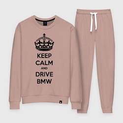 Костюм хлопковый женский Keep Calm & Drive BMW, цвет: пыльно-розовый