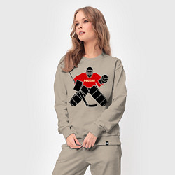 Костюм хлопковый женский Хоккей Россия, цвет: миндальный — фото 2