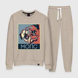 Костюм хлопковый женский Мопс, цвет: миндальный