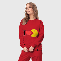 Костюм хлопковый женский I love Packman, цвет: красный — фото 2