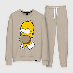 Костюм хлопковый женский Sad Homer, цвет: миндальный