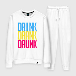 Костюм хлопковый женский Drink Drank Drunk, цвет: белый