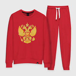 Костюм хлопковый женский Герб России: золото, цвет: красный