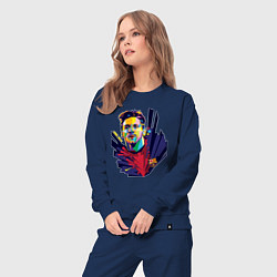 Костюм хлопковый женский Messi Art, цвет: тёмно-синий — фото 2