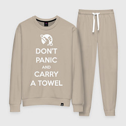 Костюм хлопковый женский Dont panic & Carry a Towel, цвет: миндальный