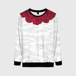 Свитшот женский Roses White, цвет: 3D-черный