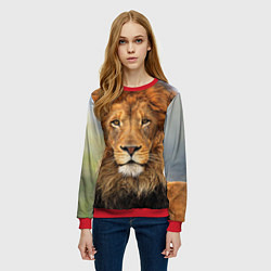 Свитшот женский Красавец лев, цвет: 3D-красный — фото 2
