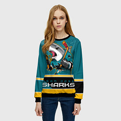 Свитшот женский San Jose Sharks, цвет: 3D-черный — фото 2