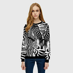 Свитшот женский Полосатая зебра, цвет: 3D-черный — фото 2