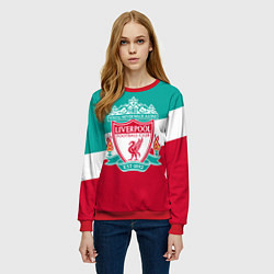 Свитшот женский Liverpool: You'll never walk alone, цвет: 3D-красный — фото 2