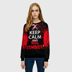 Свитшот женский Keep Calm & Kill Zombies, цвет: 3D-черный — фото 2