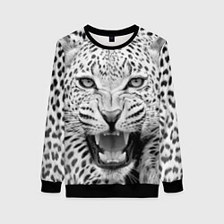 Свитшот женский Белый леопард, цвет: 3D-черный