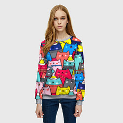 Свитшот женский Отряд котиков, цвет: 3D-меланж — фото 2
