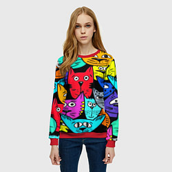 Свитшот женский Кошачьи мордочки, цвет: 3D-красный — фото 2