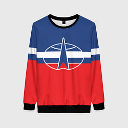 Свитшот женский Флаг космический войск РФ, цвет: 3D-черный