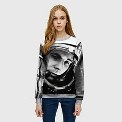 Свитшот женский Гагарин космонавт, цвет: 3D-меланж — фото 2