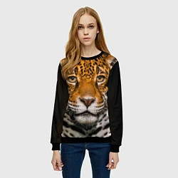 Свитшот женский Взгляд ягуара, цвет: 3D-черный — фото 2