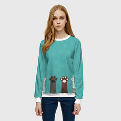 Свитшот женский Лапки котеек, цвет: 3D-белый — фото 2