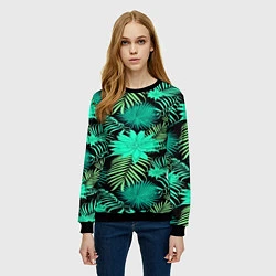 Свитшот женский Tropical pattern, цвет: 3D-черный — фото 2