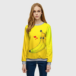 Свитшот женский Just Banana (Yellow), цвет: 3D-меланж — фото 2