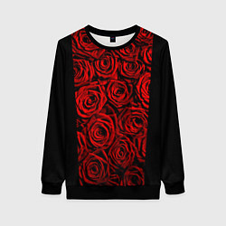 Свитшот женский Унисекс / Красные розы, цвет: 3D-черный