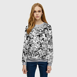 Свитшот женский Ahegao: Black & White, цвет: 3D-меланж — фото 2