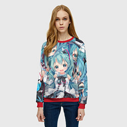 Свитшот женский Hatsune Miku, цвет: 3D-красный — фото 2
