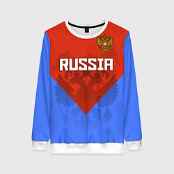 Свитшот женский Russia Red & Blue, цвет: 3D-белый