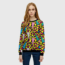 Свитшот женский 80s Leopard, цвет: 3D-черный — фото 2
