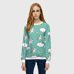 Свитшот женский Love of Unicorns, цвет: 3D-белый — фото 2