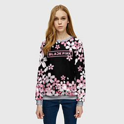 Свитшот женский Black Pink: Pink Sakura, цвет: 3D-меланж — фото 2