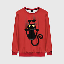 Свитшот женский Черный кот, цвет: 3D-красный