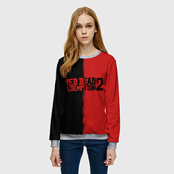 Свитшот женский RDD 2: Black & Red, цвет: 3D-меланж — фото 2