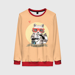 Свитшот женский Raccoon Love Coffee, цвет: 3D-красный