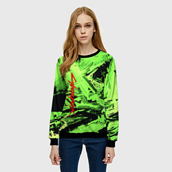 Свитшот женский Cyberpunk 2077: Green Breaks, цвет: 3D-черный — фото 2