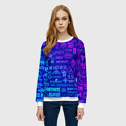Свитшот женский Неоновые геймерские лого, цвет: 3D-белый — фото 2