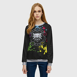 Свитшот женский Ведьмак: Сила стихий, цвет: 3D-меланж — фото 2