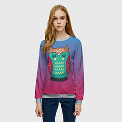 Свитшот женский Мудрая сова, цвет: 3D-меланж — фото 2