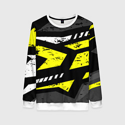 Свитшот женский Black yellow abstract sport style, цвет: 3D-белый