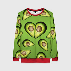 Свитшот женский Люблю авокадо, цвет: 3D-красный