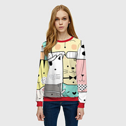 Свитшот женский Деловые котейки, цвет: 3D-красный — фото 2